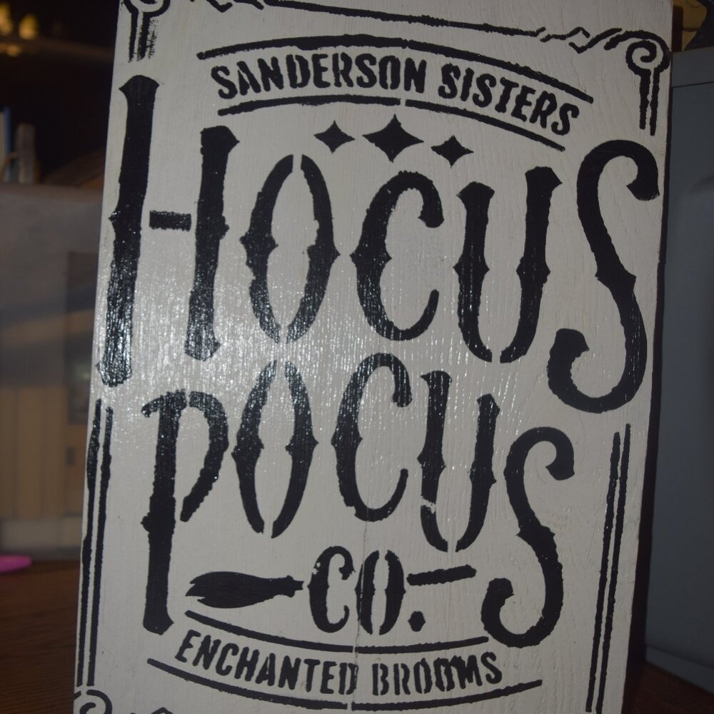 Sanderson Sisters "Hocus Pocus Co." Vintage Wooden Halloween Sign